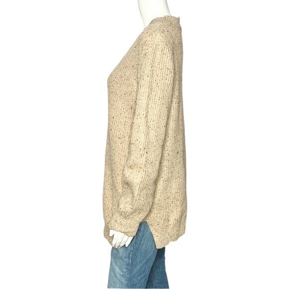Soft Surroundings Womans Oversized Pullover Scallop V Neck tan Sweater Size M. - Picture 2 of 7